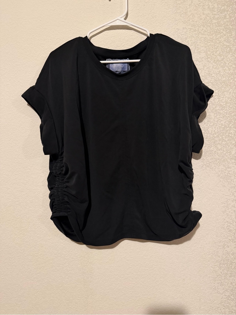 CUPIO Blush Black Ruched Side Top | XL